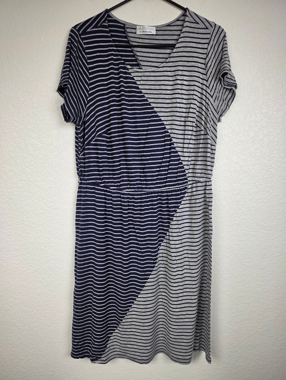 Signature by Robbie Bee Striped Short Sleeve Dress